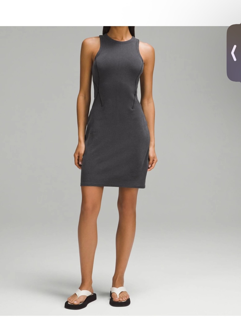 Ribbed Racerback Tank - Charcoal - Picture 2 of 2